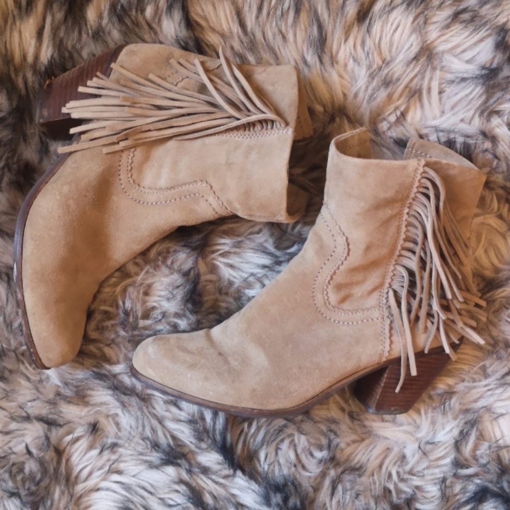 Sam Edelman Louie Fringe Ankle Booties - Picture 1 of 6